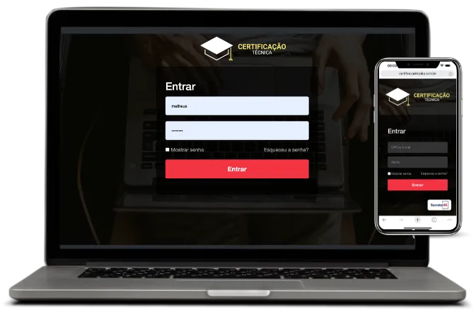 Aplicativo do CPET em um celular e computador